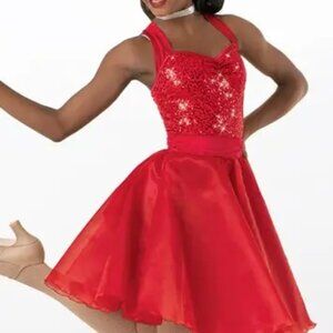 Weissman I Feel Pretty red leotard dress